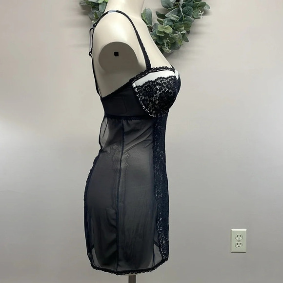 Victoria’s Secret Slip Dress Lingerie Sheer Lace Lined Demi Bra Bustier 36D - Picture 7 of 16